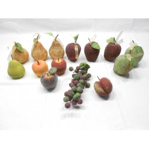 VINTAGE SUGARCOATED GLASS BEADED ARTIFICIAL FRUIT PEARS APPLES GRAPES   173417954267